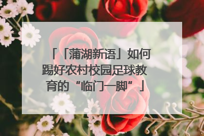「蒲湖新语」如何踢好农村校园足球教育的“临门一脚”