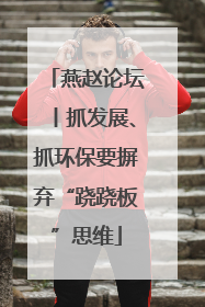 燕赵论坛丨抓发展、抓环保要摒弃“跷跷板”思维