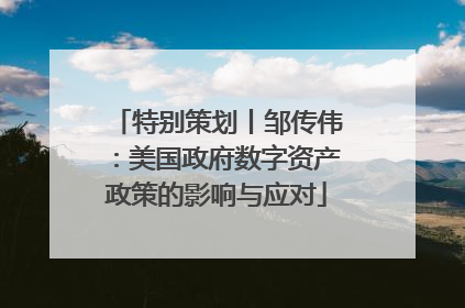 特别策划丨邹传伟：美国政府数字资产政策的影响与应对