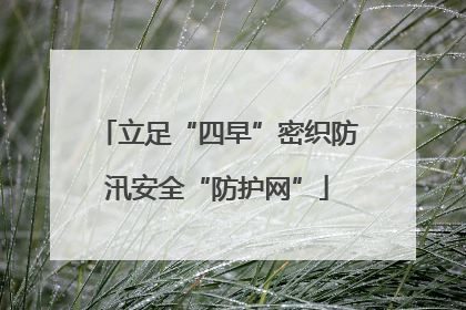 立足“四早”密织防汛安全“防护网”