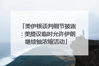 美伊核谈判细节披露：美提议临时允许伊朗继续铀浓缩活动