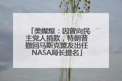 美媒爆：因曾向民主党人捐款，特朗普撤回马斯克盟友出任NASA局长提名