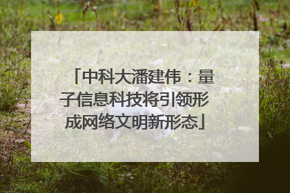 中科大潘建伟：量子信息科技将引领形成网络文明新形态