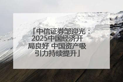 中信证券邹迎光：2025中国经济开局良好 中国资产吸引力持续提升
