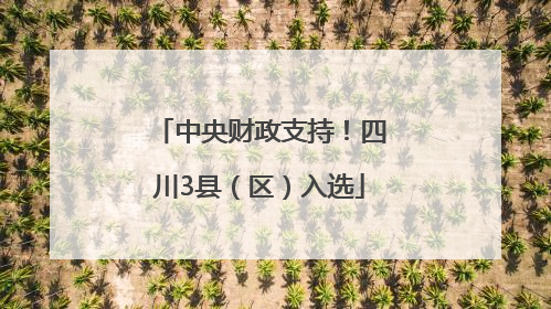 中央财政支持！四川3县（区）入选