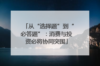 从“选择题”到“必答题”：消费与投资必将协同突围