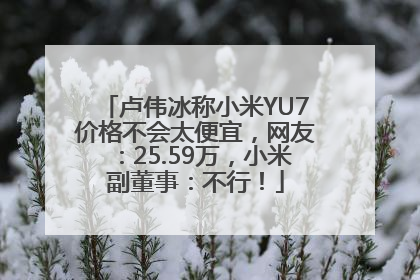 卢伟冰称小米YU7价格不会太便宜，网友：25.59万，小米副董事：不行！
