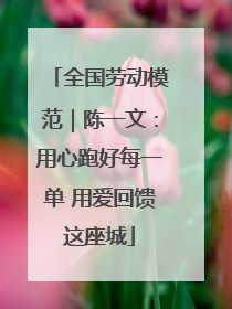 全国劳动模范｜陈一文：用心跑好每一单 用爱回馈这座城