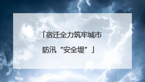 宿迁全力筑牢城市防汛“安全堤”