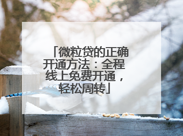 微粒贷的正确开通方法：全程线上免费开通，轻松周转