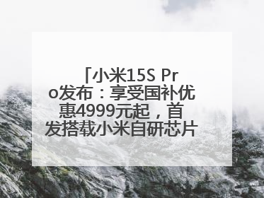 小米15S Pro发布：享受国补优惠4999元起，首发搭载小米自研芯片“玄戒O1”3nm旗舰处理器