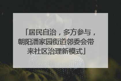 居民自治，多方参与，朝阳潘家园街道邻委会带来社区治理新模式