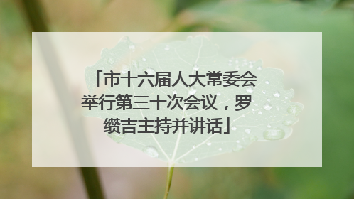 市十六届人大常委会举行第三十次会议，罗缵吉主持并讲话