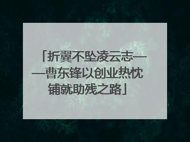 折翼不坠凌云志——曹东锋以创业热忱铺就助残之路