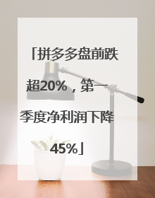 拼多多盘前跌超20%，第一季度净利润下降45%