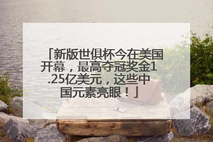 新版世俱杯今在美国开幕，最高夺冠奖金1.25亿美元，这些中国元素亮眼！