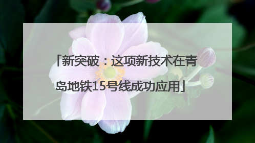 新突破：这项新技术在青岛地铁15号线成功应用