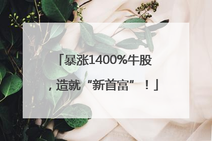 暴涨1400%牛股，造就“新首富”！