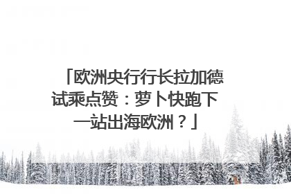欧洲央行行长拉加德试乘点赞：萝卜快跑下一站出海欧洲？
