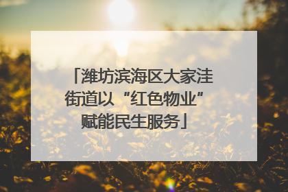 潍坊滨海区大家洼街道以“红色物业”赋能民生服务