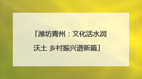 潍坊青州：文化活水润沃土 乡村振兴谱新篇