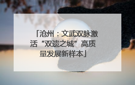 沧州：文武双脉激活“双遗之城”高质量发展新样本