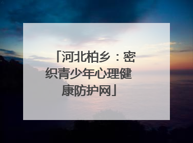 河北柏乡：密织青少年心理健康防护网