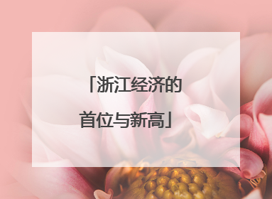 浙江经济的首位与新高