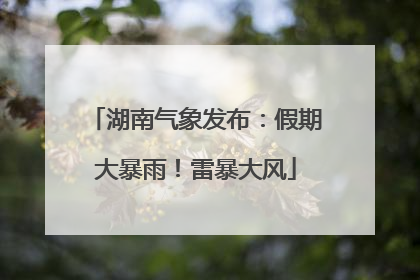 湖南气象发布：假期大暴雨！雷暴大风