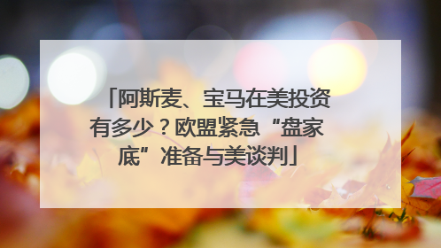 阿斯麦、宝马在美投资有多少？欧盟紧急“盘家底”准备与美谈判