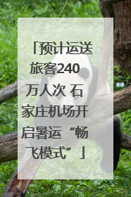 预计运送旅客240万人次 石家庄机场开启暑运“畅飞模式”