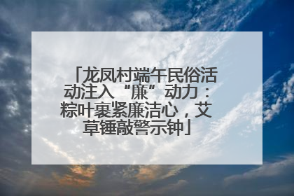 龙凤村端午民俗活动注入“廉”动力：粽叶裹紧廉洁心，艾草锤敲警示钟