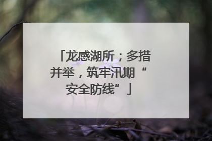 龙感湖所；多措并举，筑牢汛期“安全防线”
