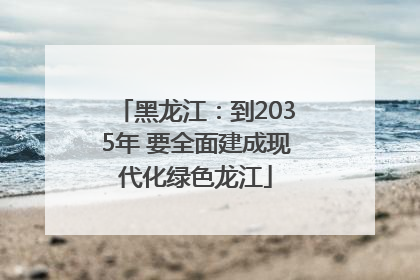 黑龙江：到2035年 要全面建成现代化绿色龙江
